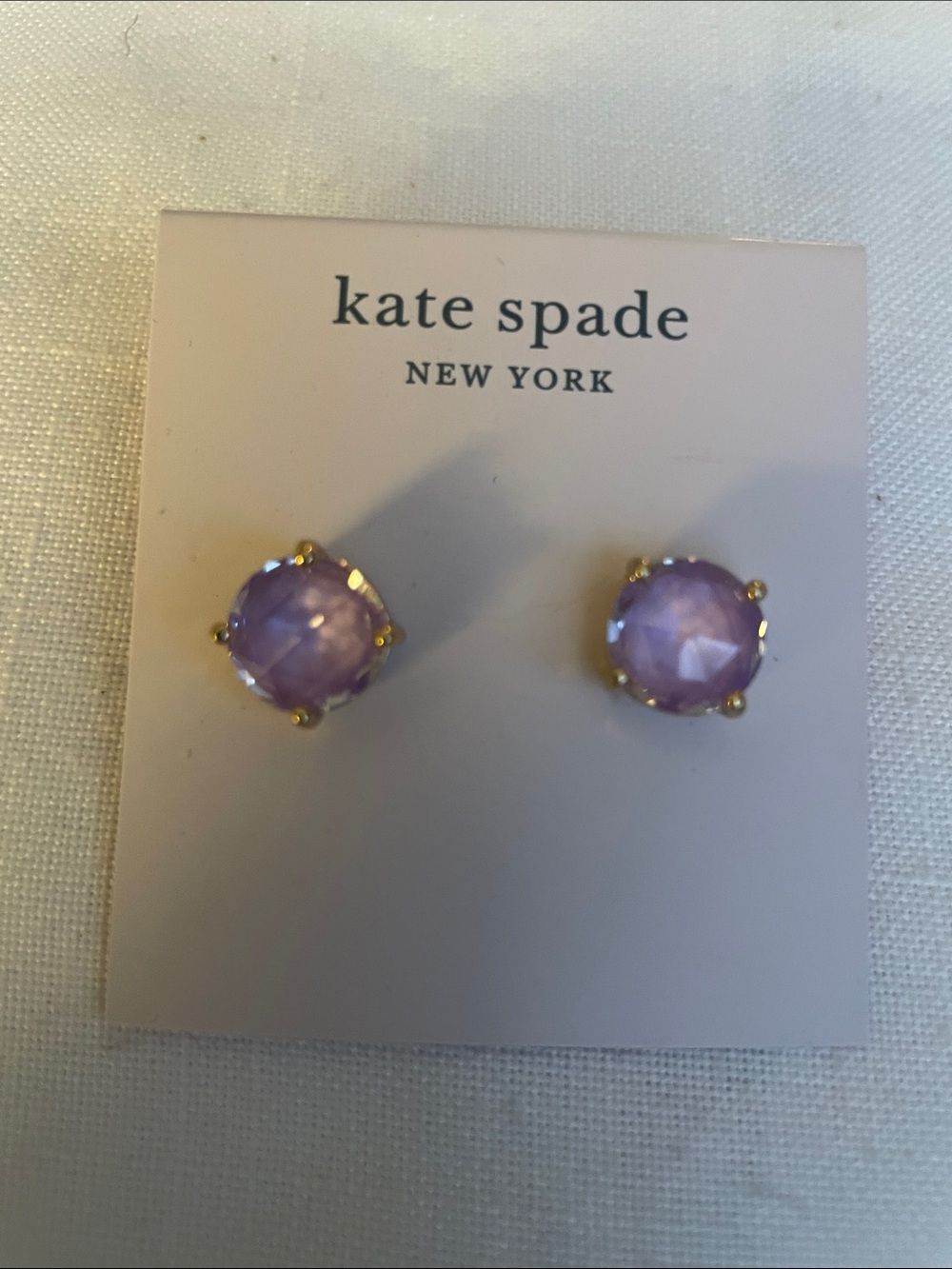 kate spade Gold-Tone Lavender Crystal Studs NWT
